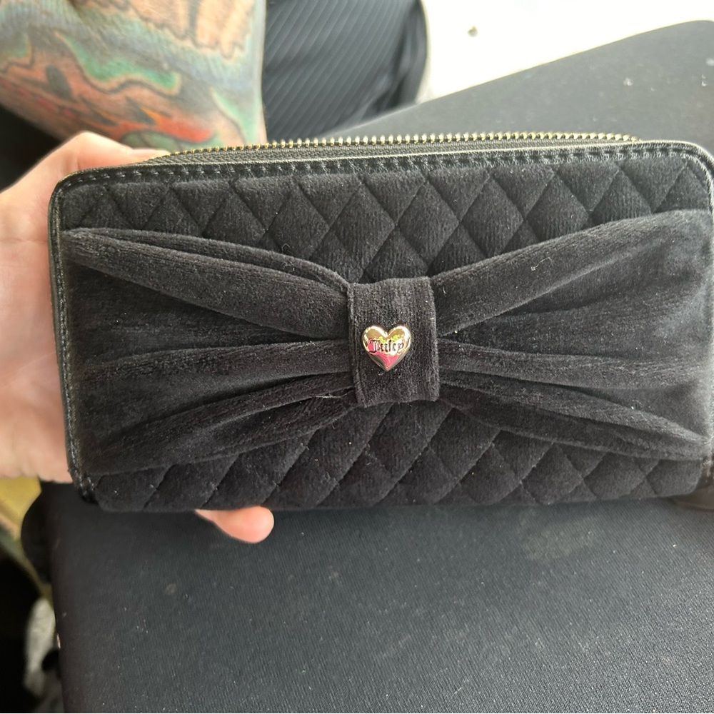 Juicy Couture Black Quilted Velvet Wallet